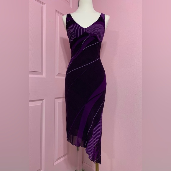 VTG Arden B Asymmetrical Purple Dress with Abstract Print - XS - Picture 2 of 10